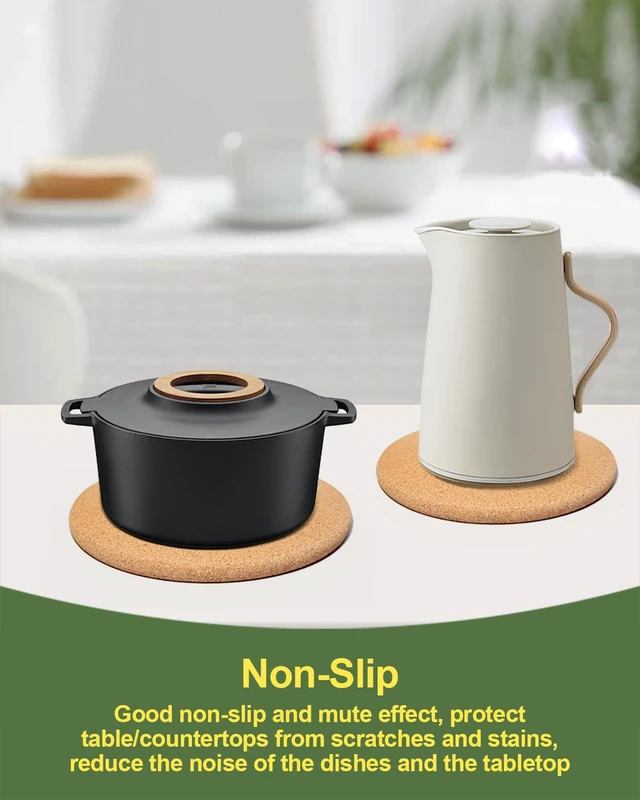 Alt view image 3 of 6 - 4 PCS Heat Resistant Cork Trivets for Hot Dishes, Hot Pots and Pans