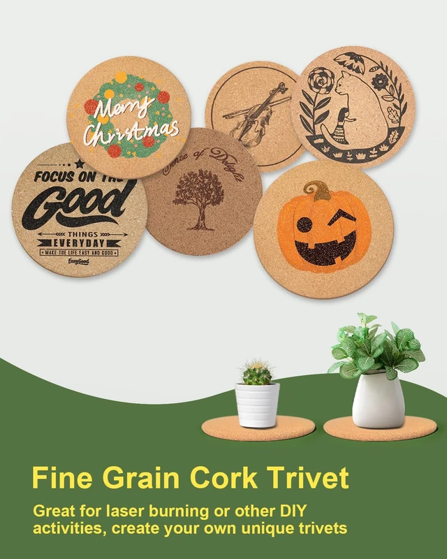 Alt view image 2 of 6 - 4 PCS Heat Resistant Cork Trivets for Hot Dishes, Hot Pots and Pans