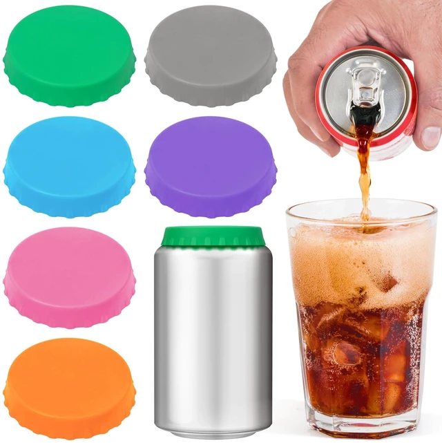 Main image of 6 Pack Silicone Soda Can Cover Lids, Reusable Soda Can Lids Beer Can Covers Pop Can Covers, BPA Free Silicone Can Cover, Stopper and Protector for Soda, Beer, Beverage, Juice, Coke, Fits Standard Cans