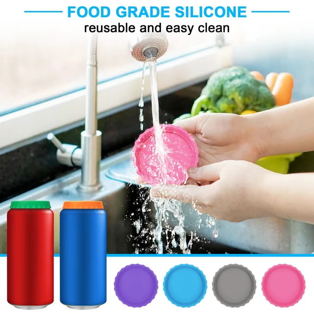 Alt view image 4 of 6 - 6 Pack Silicone Soda Can Cover Lids, Reusable Soda Can Lids Beer Can Covers Pop Can Covers, BPA Free Silicone Can Cover, Stopper and Protector for Soda, Beer, Beverage, Juice, Coke, Fits Standard Cans