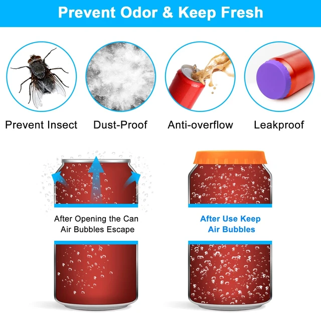 Alt view image 3 of 6 - 6 Pack Silicone Soda Can Cover Lids, Reusable Soda Can Lids Beer Can Covers Pop Can Covers, BPA Free Silicone Can Cover, Stopper and Protector for Soda, Beer, Beverage, Juice, Coke, Fits Standard Cans