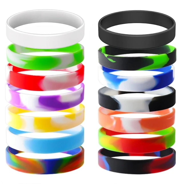Main image of YalsFTY Waterproof ID Rubber Bracelets 14 Count - Silicone Rubber Wristbands for Events (14 Mix Color)