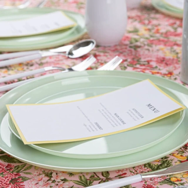 Alt view image 2 of 7 - Blue Sky Edge Collection Mint Green Disposable Plastic Plates 6.3" - 10 Count, Stylish & Sturdy Disposable Dinnerware for Parties, Events, and Occasions