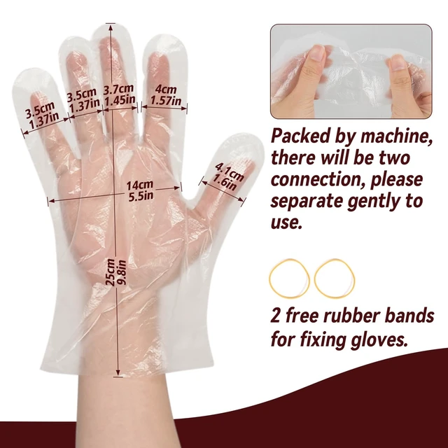 Alt view image 3 of 7 - MAQIHAN 100Pcs Plastic Gloves Disposable - Plastic Food Safe Handling Glove