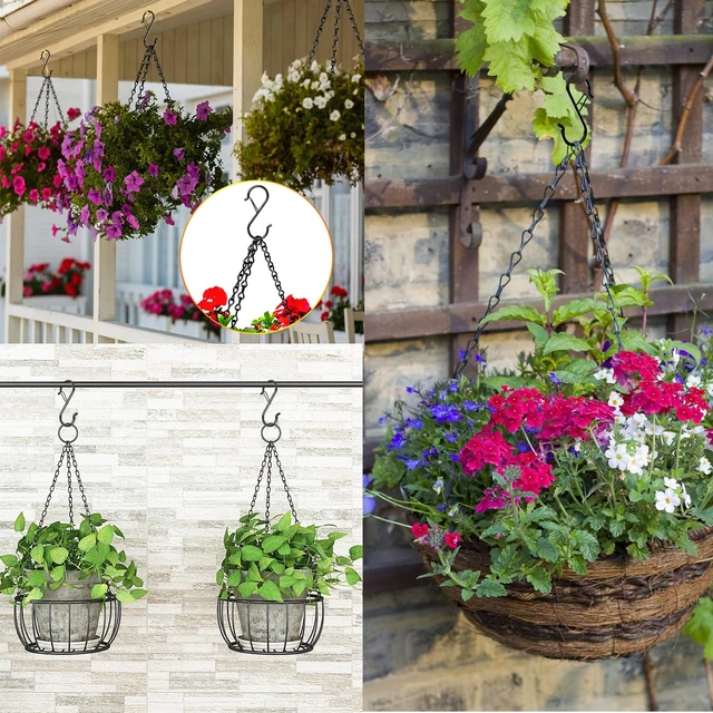 Alt view image 5 of 6 - 12 Pack Heavy Duty Metal 3.5" S Hooks with Safety Buckle for Hanging Kitchen Utensils/Plants/Pots & Pans/Clothes, Hats