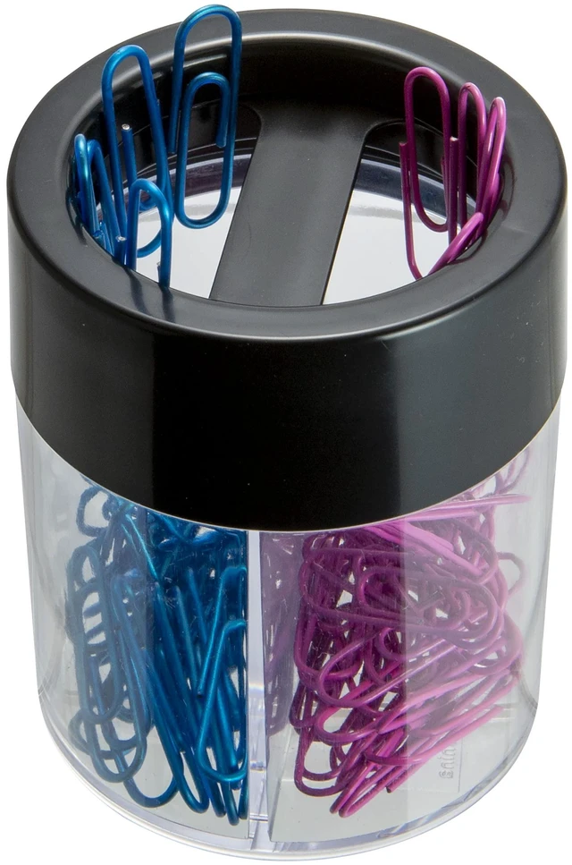 Main image of Officemate Magnetic Clip Dispenser, Large/Round, 200 Clip Capacity, Black/Smoke (93692)