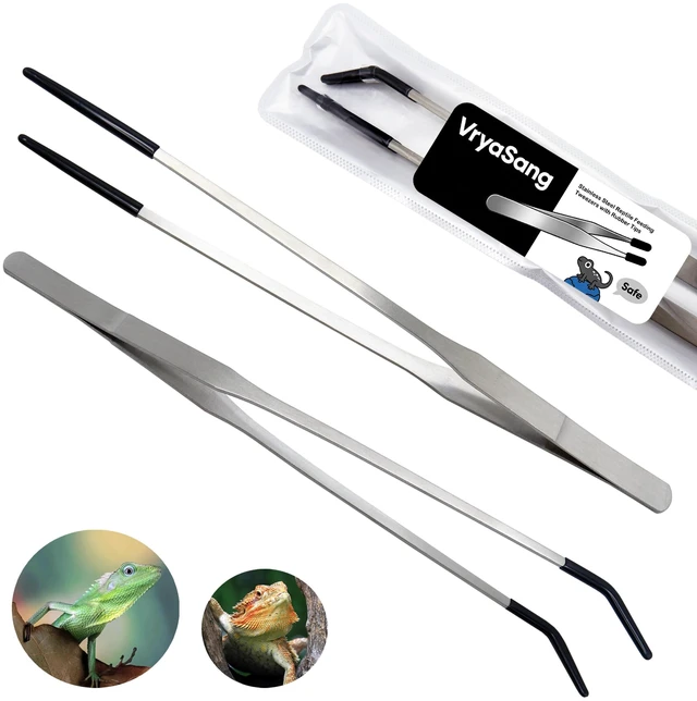 Main image of 2 Pcs 10.6" Stainless Steel Reptile Feeding Tongs & Tweezers