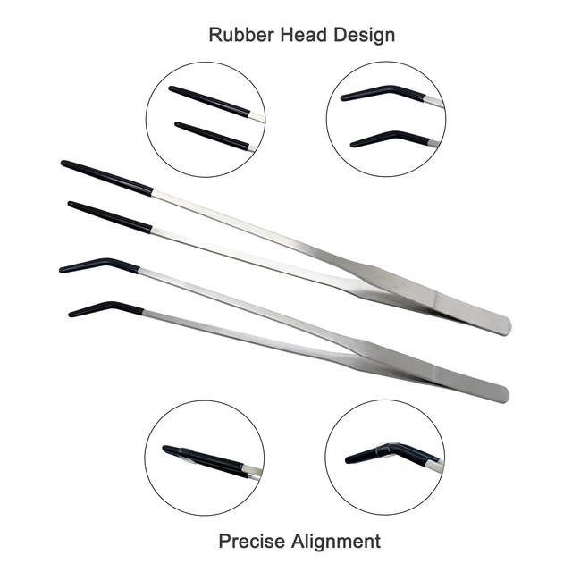 Alt view image 3 of 6 - 2 Pcs 10.6" Stainless Steel Reptile Feeding Tongs & Tweezers