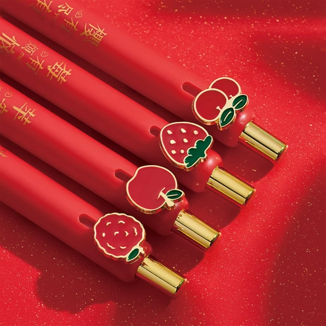 Alt view image 2 of 7 - MOZXIRZ 4 Pcs Cute Gel Pens Fruit Retractable Pens 0.5mm Black Ink Smooth Writing Pen Kawaii Aesthetic Pen for Girls Boys Women Men Office School Supplies (Cute Fruit)