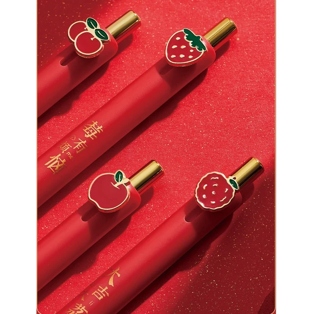 Alt view image 5 of 7 - MOZXIRZ 4 Pcs Cute Gel Pens Fruit Retractable Pens 0.5mm Black Ink Smooth Writing Pen Kawaii Aesthetic Pen for Girls Boys Women Men Office School Supplies (Cute Fruit)