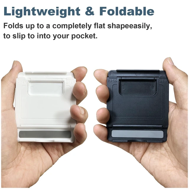 Alt view image 2 of 6 - POQOD 2 Pack Cell Phone Stand, Foldable Phone Holder for Desk Compatible with Phone 15 14 13 12 11 Pro Xs Xs Max Xr X 8, Nintendo Switch, All Phones, Black & White