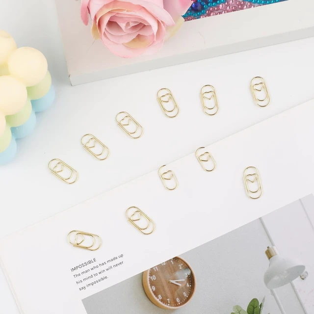Alt view image 2 of 6 - 300Pcs Gold Paper Clips, 0.8inch Mini Paper Clips, Love Heart Shaped Cute Paperclips for Women, Office School Home Desk Organizers