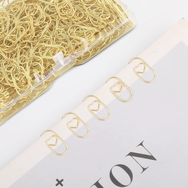 Alt view image 5 of 6 - 300Pcs Gold Paper Clips, 0.8inch Mini Paper Clips, Love Heart Shaped Cute Paperclips for Women, Office School Home Desk Organizers
