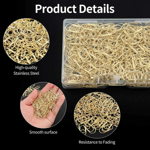 Alt view image 3 of 6 - 300Pcs Gold Paper Clips, 0.8inch Mini Paper Clips, Love Heart Shaped Cute Paperclips for Women, Office School Home Desk Organizers