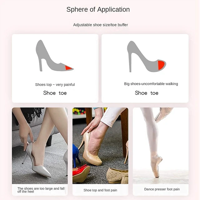 Alt view image 6 of 7 - SooGree Reusable Toe Filler Inserts,Adjustable Toe Plug Shoe Too Big Inserts for Women Men Pumps Flats Sneakers (2Pair)