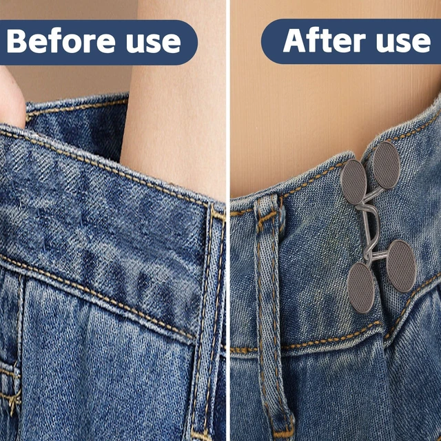 Alt view image 5 of 7 - 6 Set Pant Waist Tightener Buttons Pins for Loose Jeans, Reusable Waistband Cincher Adjuster Clip to Tighten Waist Metal Brooch No Sewing Decoration Accessories for Clothing Dresses Skirts(Black)