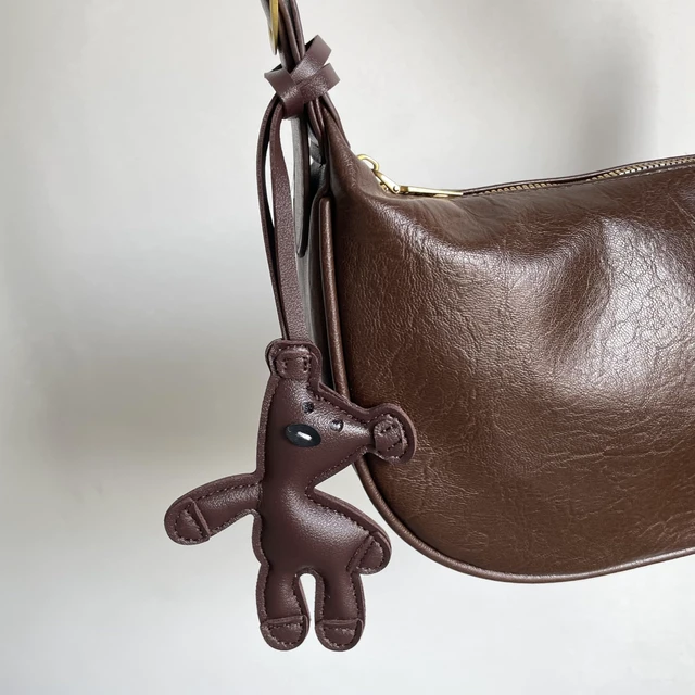 Alt view image 6 of 7 - Leather Bag Charm,Cute Brown Bear Charm for Purse Handbags Backpack Tote Bag Accessories Teddy Bear PU Car Key Charms