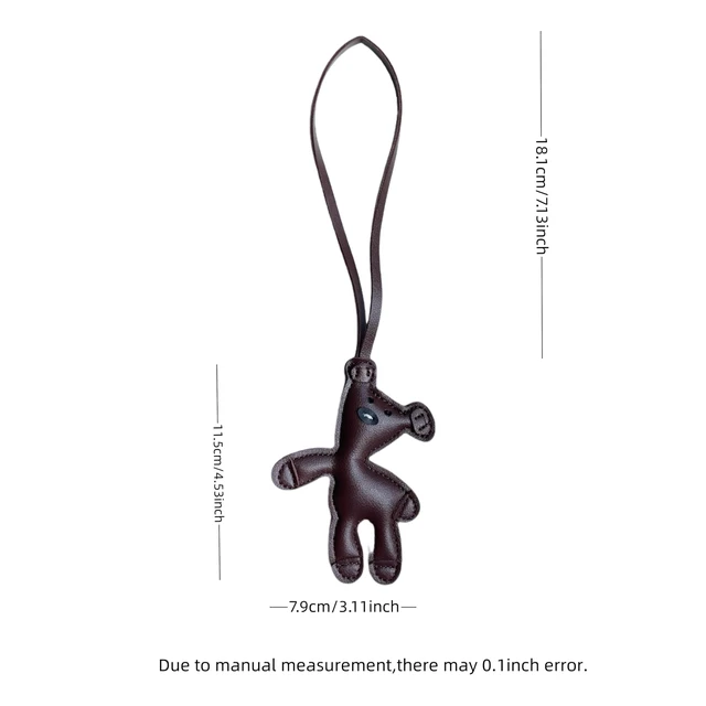 Alt view image 5 of 7 - Leather Bag Charm,Cute Brown Bear Charm for Purse Handbags Backpack Tote Bag Accessories Teddy Bear PU Car Key Charms