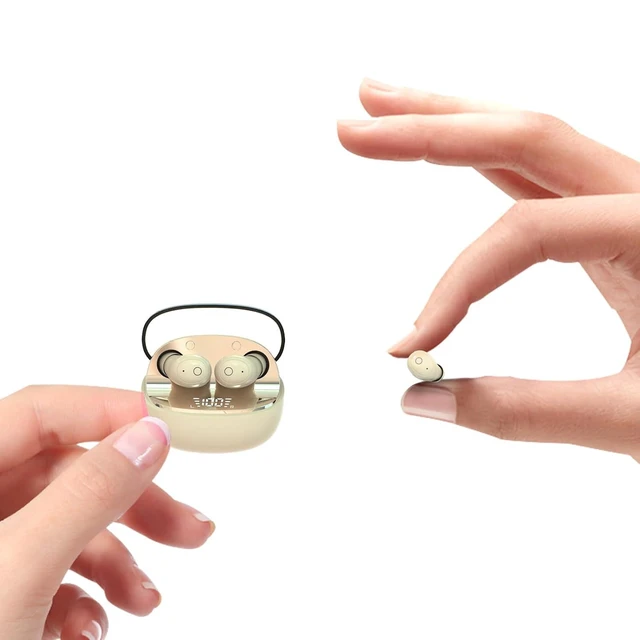 Alt view image 8 of 14 - T10 Mini Invisible Wireless Bluetooth Earbuds for Small Ears, Skin Color, 24Hrs Battery Life, IPX5 Water Resistant, 5.4 Bluetooth, 10m Range, In Ear, Dynamic Driver, Round Earpiece