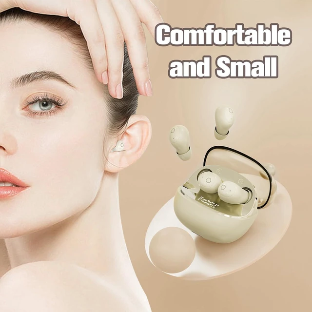 Alt view image 13 of 14 - T10 Mini Invisible Wireless Bluetooth Earbuds for Small Ears, Skin Color, 24Hrs Battery Life, IPX5 Water Resistant, 5.4 Bluetooth, 10m Range, In Ear, Dynamic Driver, Round Earpiece