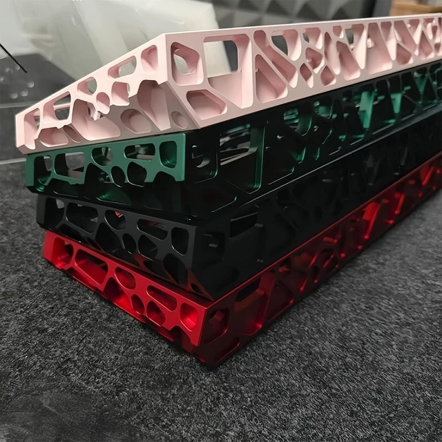 Alt view image 10 of 14 - H60 Aluminum Keyboard Case,Hollow 60% Custom Mechanical Gaming Keyboard Housing Compatible with Wooting60HE/Win60/GH60/MAD60HE Keyboards 61Keys Barebones Keyboard Base for PC Gamer DIY (Pink)