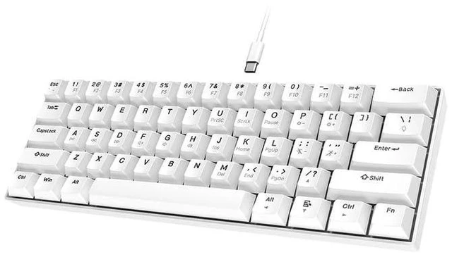 Alt view image 8 of 14 - Mechanical Keyboard, Wired, RGB Backlit with 24 Light Modes, Blue Switch, Compact, Ergonomic Round Keycaps, for Windows PC/Mac/Laptop