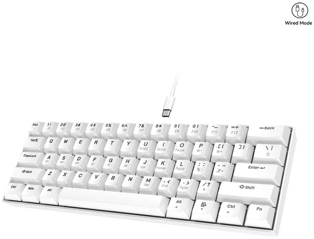 Alt view image 10 of 14 - Mechanical Keyboard, Wired, RGB Backlit with 24 Light Modes, Blue Switch, Compact, Ergonomic Round Keycaps, for Windows PC/Mac/Laptop