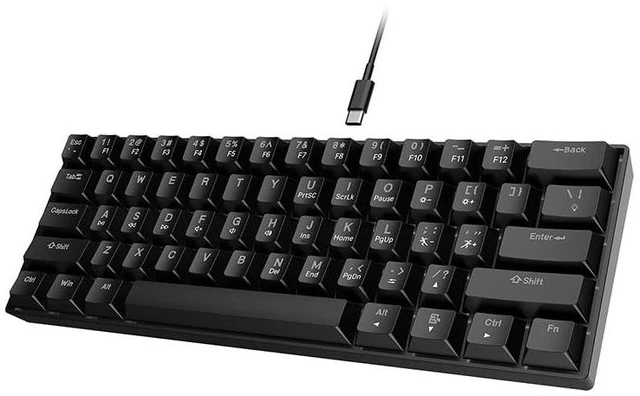 Alt view image 8 of 14 - Mechanical Keyboard, Wired, RGB Backlit with 24 Light Modes, Blue Switch, Compact, Ergonomic Round Keycaps, for Windows PC/Mac/Laptop