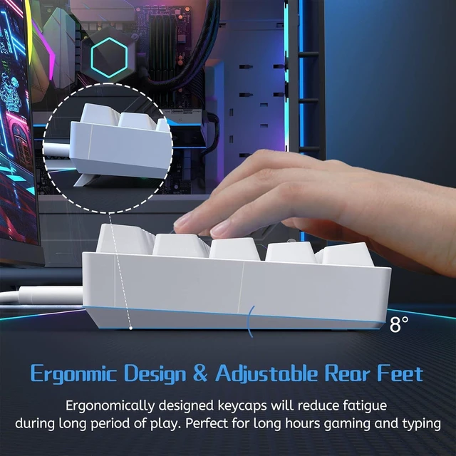 Alt view image 11 of 14 - Mechanical Keyboard, Wired, RGB Backlit with 24 Light Modes, Blue Switch, Compact, Ergonomic Round Keycaps, for Windows PC/Mac/Laptop