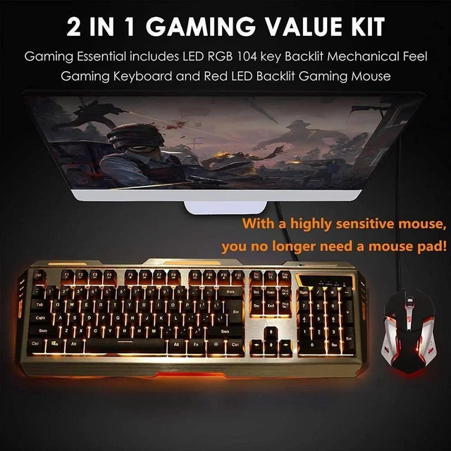 Alt view image 10 of 14 - Keyboard and Mouse,Gaming Keyboard and Mouse,Light up Mouse and Keyboard Combo,Wired Keyboard and Mouse combo,Computer Keyboard and Mouse, Orange Backlit Keyboard LED keyboard and mouse for X-box PS-4