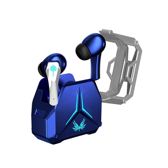 Alt view image 8 of 14 - Blue True Wireless Earbuds with Mic Microphone Bluetooth 5.3 TWS Wireless Gaming Earbuds Low Latency Blue Tooth Ear Buds in Ear Headphones Bluetooth Ear Buds Earphones for iPhone Android