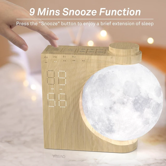 Alt view image 12 of 14 - AIRIVO Alarm Clock for Bedrooms, Sunrise Alarm Clock Wake Up Light for Kids Teens, White Noise Sound Machine, Moon Light Dual Alarms for Heavy Sleepers, Night Light Clock for Preppy Room Decor