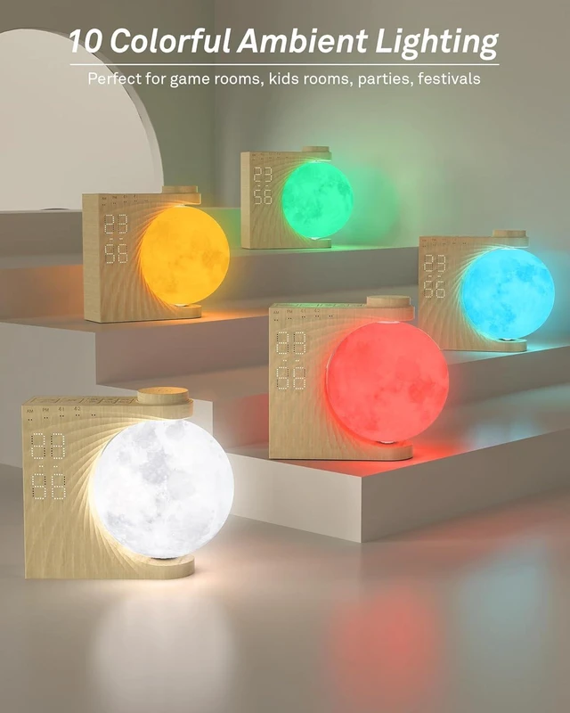 Alt view image 11 of 14 - AIRIVO Alarm Clock for Bedrooms, Sunrise Alarm Clock Wake Up Light for Kids Teens, White Noise Sound Machine, Moon Light Dual Alarms for Heavy Sleepers, Night Light Clock for Preppy Room Decor