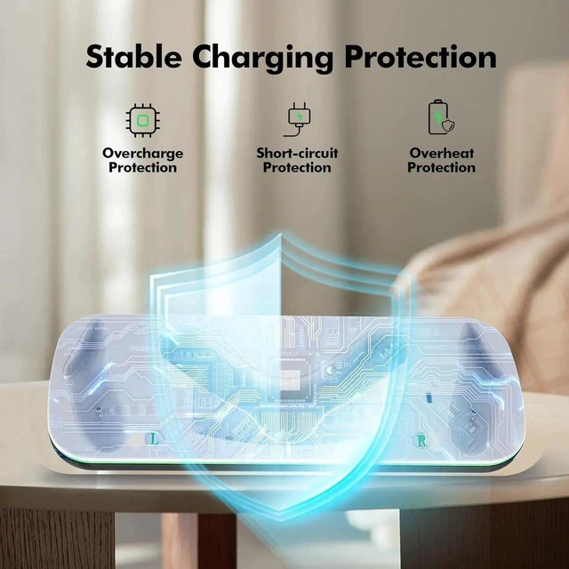 Alt view image 13 of 14 - WISDUM Charging Dock Compatible with Me-ta Quest 3/3S, VR Accessories Charging Station for Me-ta O-cu-lus Quest 3/3S with LED Indicator, Charger Stand with Rechargeable Batteries, with Green Light