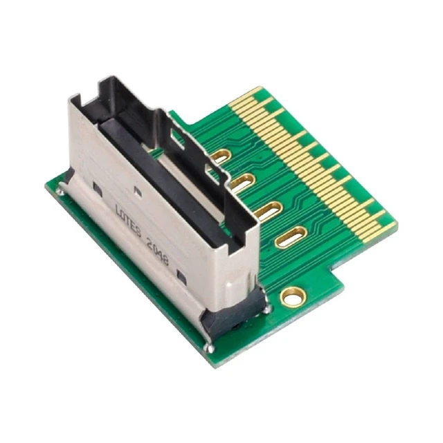 Alt view image 8 of 14 - PCI-E Slimline SAS 4.0 SFF-8654 8i 74pin to SFF-8654 74pin Male to Female Extender Adapter Angled Test Tools