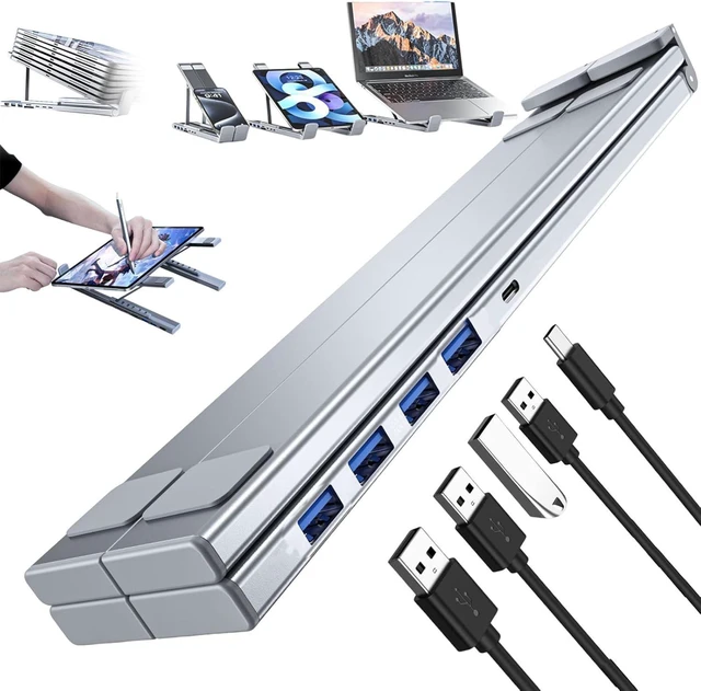 Alt view image 8 of 14 - Miracle 8 in 1 Laptop Stand, 8-in-1 USB-C Laptop Stand, Laptop Stand Docking Station, 8-in-1 USB-C Hub, Portable Laptop Stand with 4K HDMI, 2 USB 3.0, PD 100W (8 in 1)