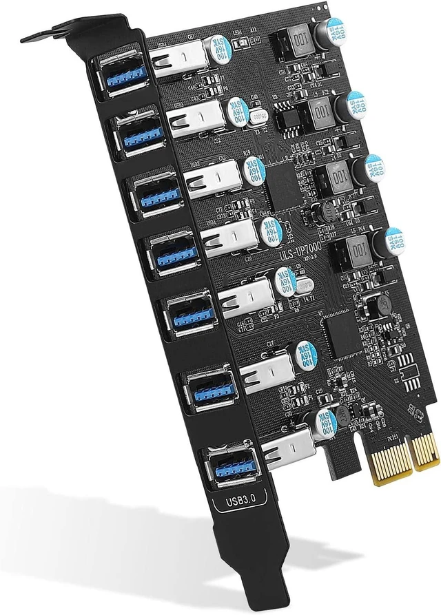 Alt view image 7 of 12 - PCI-E to USB 3.0 7-Port(7X USB-A) Expansion Card,PCI Express USB Add in Card, Internal USB3 Hub Converter for Desktop PC Host Card