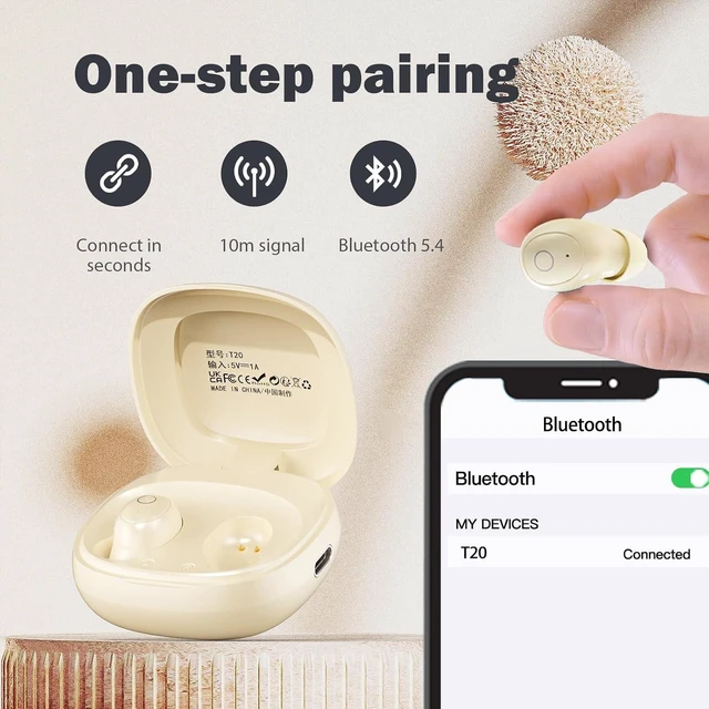 Alt view image 14 of 14 - T20Invisible Mini Invisible Wireless Bluetooth In Ear Earbuds for Small Ears Canals Women Sleep Earbuds, Skin Tone, 5.4 Bluetooth, 24Hrs Battery Life