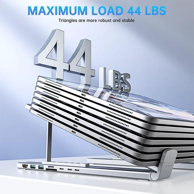 Alt view image 14 of 14 - Miracle 8 in 1 Laptop Stand, 8-in-1 USB-C Laptop Stand, Laptop Stand Docking Station, 8-in-1 USB-C Hub, Portable Laptop Stand with 4K HDMI, 2 USB 3.0, PD 100W (8 in 1)