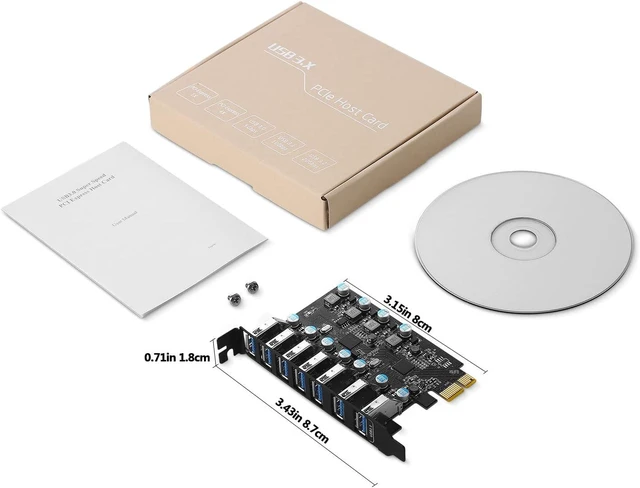 Alt view image 12 of 12 - PCI-E to USB 3.0 7-Port(7X USB-A) Expansion Card,PCI Express USB Add in Card, Internal USB3 Hub Converter for Desktop PC Host Card