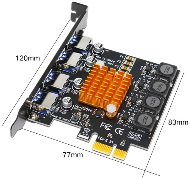 Alt view image 10 of 12 - 4-Port USB 3.0 Pci Express Card USB 3.0 Pci-E Expansion Card Adapter Pcie USB 3.0 Hub Controller Card Expansion Card