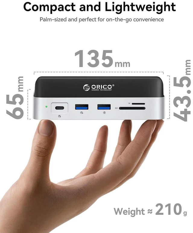 Alt view image 14 of 14 - Mac mini M4 Dock and Stand Compatible M.2 SSD Up to 8TB, MiniDock 10Gbps 10-in-1 Hub, 4K HDMI, Gigabit Ethernet, SD/TF Card Readers,Type-C(PD3.0)-VS10