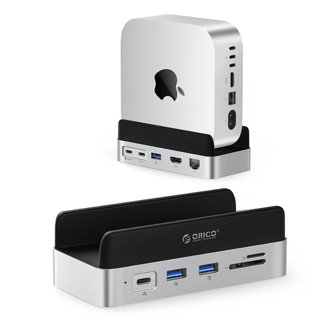 Alt view image 8 of 14 - Mac mini M4 Dock and Stand Compatible M.2 SSD Up to 8TB, MiniDock 10Gbps 10-in-1 Hub, 4K HDMI, Gigabit Ethernet, SD/TF Card Readers,Type-C(PD3.0)-VS10