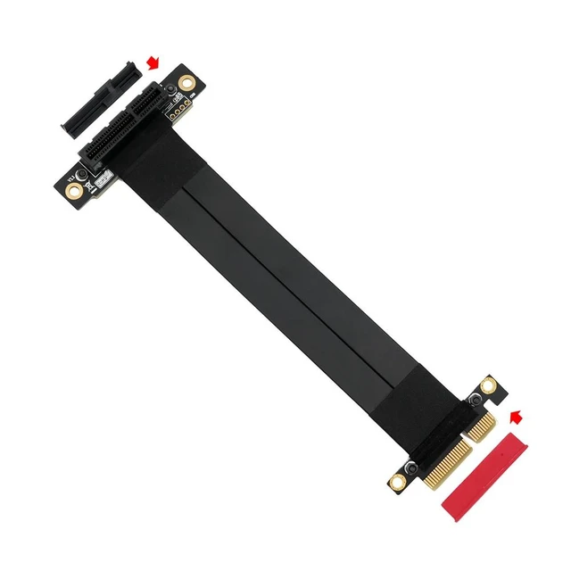 Alt view image 9 of 12 - PCI Express Extension Cable Riser PCI-E X4 to X4 PCIE Extender Flexible Cable Adapter Riser Card PC Cable for Graphics Card 24cm