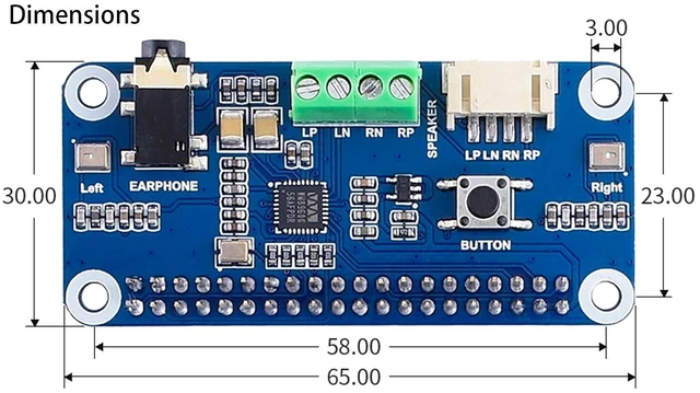 Alt view image 14 of 14 - Audio HAT Module for Raspberry Pi 4B/3B+/3B/2B/B+/A+/Zero/Zero W/Pi Zero WH,WM8960 Hi-Fi Sound Card HAT Stereo CODEC, Play/Record