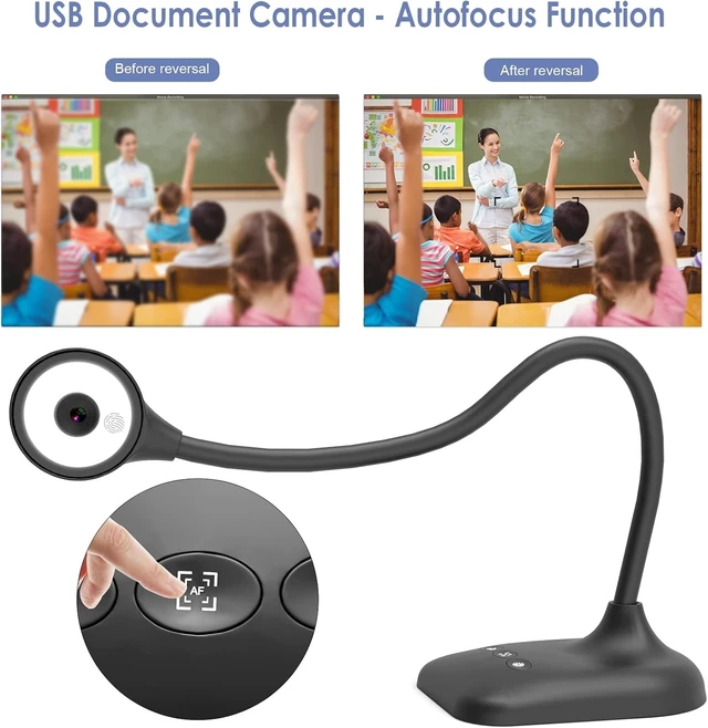 Alt view image 10 of 14 - USB Document Camera for Teachers, Webcam/Doc Camera for Classroom with A3 Format, 3-Level LED Lights, Image Invert, Fold, Dual mic for Mac OS, Windows, Zoom, OBS Work with Distance Learning