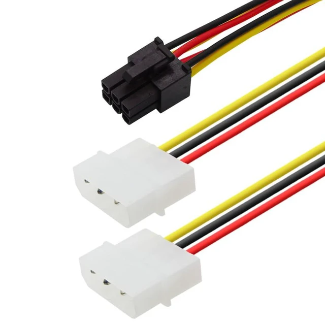 Alt view image 9 of 10 - 10pcs/lot 2 x Molex 4pin to 6Pin PCI Express Video Card Pci-e ATX PSU Power Converter Cable - Molex to Pcie 6 pin Adapter