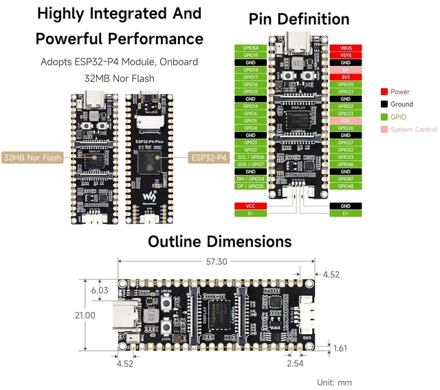 Alt view image 13 of 14 - ESP32-P4-Pico Development Board, Based On ESP32-P4, RISC-V Dual-Core and Single-Core Processors, Rich Human-Machine Interfaces, MIPI-CSI, MIPI-DSI, GPIO Header Compatible with Raspberry Pi Pico Hats