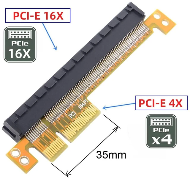 Alt view image 9 of 14 - PCI-E 4.0 PCI Express 4X to PCI-E 16x Extender Converter Riser Card Adapter PCBA Male to Female Compatible with Graphics Card Networking Adapter (4X-16X)