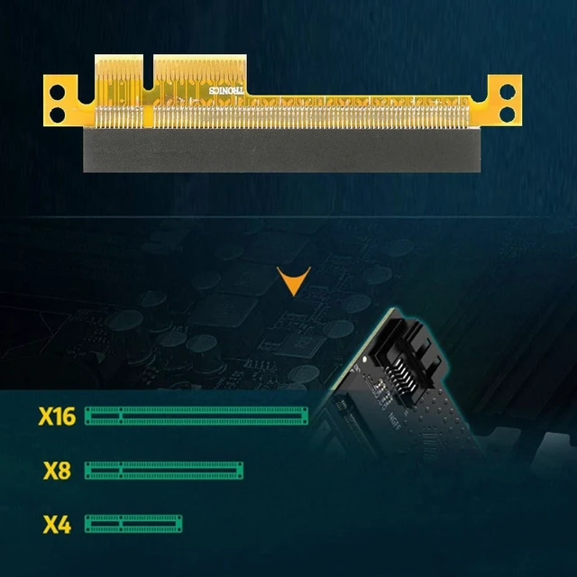 Alt view image 11 of 14 - PCI-E 4.0 PCI Express 4X to PCI-E 16x Extender Converter Riser Card Adapter PCBA Male to Female Compatible with Graphics Card Networking Adapter (4X-16X)